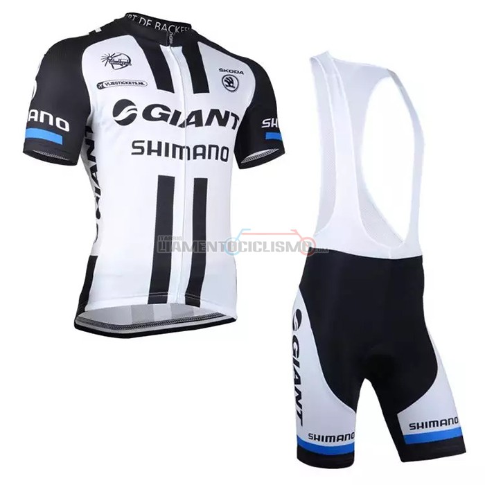 Abbigliamento Ciclismo Giant Alpecin Manica Corta 2021 Bianco Nero